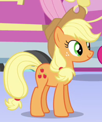 Size: 247x295 | Tagged: safe, screencap, character:applejack, character:fluttershy, character:pinkie pie, species:earth pony, species:pony, episode:games ponies play, g4, my little pony: friendship is magic, cropped, solo, solo focus