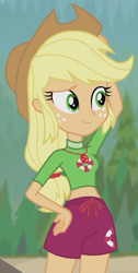 Size: 510x1015 | Tagged: safe, screencap, character:applejack, episode:turf war, g4, my little pony:equestria girls, cropped, lifeguard applejack, solo