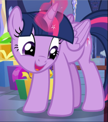 Size: 835x940 | Tagged: safe, screencap, character:twilight sparkle, character:twilight sparkle (alicorn), species:alicorn, species:pony, episode:a flurry of emotions, g4, my little pony: friendship is magic, cropped, cute, glowing horn, happy, horn, open mouth, present, smiling, solo, twiabetes