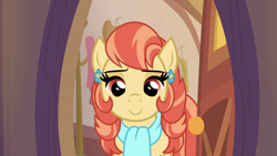 Size: 1280x720 | Tagged: safe, screencap, character:aunt holiday, species:earth pony, species:pony, episode:the last crusade, g4, my little pony: friendship is magic, clothing, ear piercing, earring, female, jewelry, mare, piercing, scarf, solo
