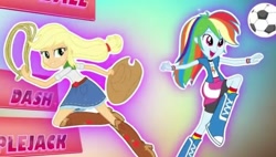 Size: 1265x720 | Tagged: safe, screencap, character:applejack, character:rainbow dash, equestria girls:friendship games, g4, my little pony:equestria girls, cropped, intro, needs more jpeg