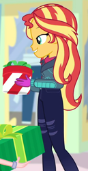 Size: 520x1005 | Tagged: safe, screencap, character:sunset shimmer, equestria girls:holidays unwrapped, g4, my little pony:equestria girls, cropped, present