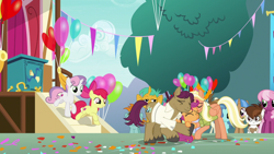 Size: 1920x1080 | Tagged: safe, screencap, character:apple bloom, character:cheerilee, character:liza doolots, character:mane allgood, character:petunia, character:pipsqueak, character:scootaloo, character:snails, character:snap shutter, character:snips, character:sweetie belle, character:tootsie flute, species:pegasus, species:pony, episode:the last crusade, g4, my little pony: friendship is magic, cutie mark crusaders, hug