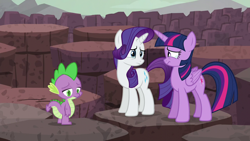 Size: 1280x720 | Tagged: safe, screencap, character:rarity, character:spike, character:twilight sparkle, character:twilight sparkle (alicorn), species:alicorn, species:pony, episode:gauntlet of fire, g4, my little pony: friendship is magic, crying, teary eyes