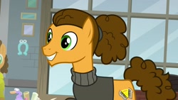 Size: 1920x1080 | Tagged: safe, screencap, character:cheese sandwich, species:earth pony, species:pony, episode:the last laugh, g4, my little pony: friendship is magic, alternate hairstyle, clothing, male, solo, stallion, sweater, turtleneck