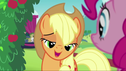 Size: 1280x720 | Tagged: safe, screencap, character:applejack, character:pinkie pie, species:pony, episode:the mane attraction, g4, my little pony: friendship is magic, faec