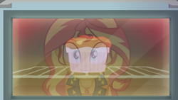 Size: 1920x1080 | Tagged: safe, screencap, character:sunset shimmer, equestria girls:holidays unwrapped, g4, my little pony:equestria girls, baking, cute, female, geode of empathy, kitchen, magical geodes, oven, pinkie's kitchen, ramekin, saving pinkie's pie, shimmerbetes, smiling, solo, souffle