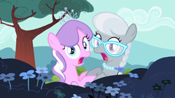 Size: 1920x1080 | Tagged: safe, screencap, character:diamond tiara, character:silver spoon, species:earth pony, species:pony, episode:flight to the finish, g4, my little pony: friendship is magic, colored, flat colors, show accurate, surprised