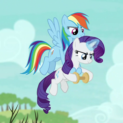 Size: 470x470 | Tagged: safe, screencap, character:rainbow dash, character:rarity, species:pegasus, species:pony, species:unicorn, episode:between dark and dawn, g4, my little pony: friendship is magic, cropped, duo, female, mare