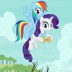 Size: 470x470 | Tagged: safe, screencap, character:rainbow dash, character:rarity, species:pegasus, species:pony, species:unicorn, episode:between dark and dawn, g4, my little pony: friendship is magic, cropped, duo, female, mare