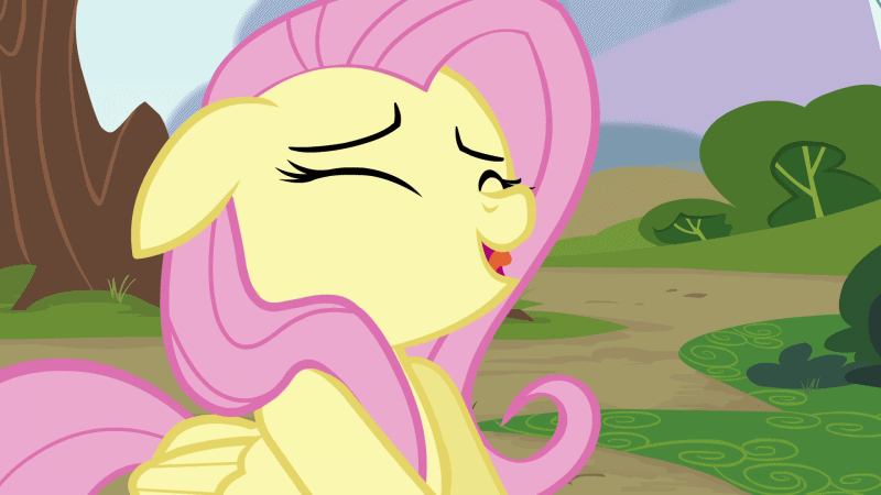 Size: 800x450 | Tagged: safe, screencap, character:fluttershy, species:pegasus, species:pony, episode:rainbow falls, g4, my little pony: friendship is magic, animated, eyes closed, female, gif, happy, loop, mare, out of context, solo