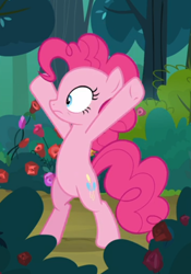 Size: 468x668 | Tagged: safe, screencap, character:pinkie pie, species:earth pony, species:pony, episode:the mean 6, g4, my little pony: friendship is magic, bipedal, cropped, female, hooves in air, mare, solo, underhoof, x pose