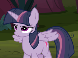 Size: 1253x939 | Tagged: safe, screencap, character:mean twilight sparkle, species:pony, episode:the mean 6, g4, my little pony: friendship is magic, cropped, evil grin, grin, smiling, solo, wings