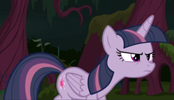 Size: 1458x835 | Tagged: safe, screencap, character:mean twilight sparkle, species:pony, episode:the mean 6, g4, my little pony: friendship is magic, cropped, narrowed eyes, sneaking, solo