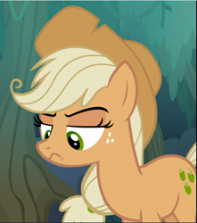 Size: 831x941 | Tagged: safe, screencap, character:mean applejack, species:pony, episode:the mean 6, g4, my little pony: friendship is magic, clone, cropped, frown, lidded eyes, raised eyebrow, solo