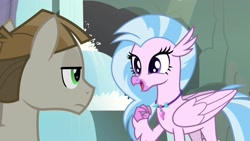 Size: 1920x1080 | Tagged: safe, screencap, character:mudbriar, character:silverstream, species:classical hippogriff, species:hippogriff, species:pony, episode:student counsel