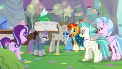 Size: 1920x1080 | Tagged: safe, screencap, character:maud pie, character:mudbriar, character:silverstream, character:starlight glimmer, character:sunburst, character:terramar, character:trixie, species:classical hippogriff, species:hippogriff, species:pony, episode:student counsel