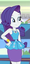 Size: 299x630 | Tagged: safe, screencap, character:rarity, equestria girls:holidays unwrapped, g4, my little pony:equestria girls, canterlot mall, clothing, cropped, dashing through the mall, geode of shielding, magical geodes, skirt, smiling
