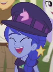Size: 342x462 | Tagged: safe, screencap, episode:accountibilibuddies, g4, my little pony:equestria girls, cheerful, cropped, happy, hunter hedge, snow flower, solo focus, space camp (character)