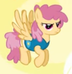 Size: 242x248 | Tagged: safe, screencap, character:dizzy twister, character:orange swirl, species:pegasus, species:pony, episode:winter wrap up, g4, my little pony: friendship is magic, background pony, clothing, cropped, female, flying, frown, mare, picture for breezies, solo, weather team, winter wrap up vest