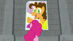 Size: 1920x1080 | Tagged: safe, screencap, character:cheese sandwich, character:pinkie pie, species:earth pony, species:pony, episode:the last laugh, g4, my little pony: friendship is magic, balloonbutt, butt, female, male, mare, plot, poster, stallion