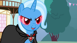 Size: 1280x720 | Tagged: safe, screencap, character:trixie, episode:magic duel, g4, my little pony: friendship is magic, alicorn amulet, red eyes, solo