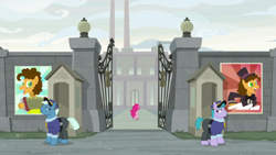 Size: 1920x1080 | Tagged: safe, screencap, character:cheese sandwich, character:pinkie pie, species:earth pony, species:pony, episode:the last laugh, g4, my little pony: friendship is magic, factory, female, male, mare, security guard, stallion
