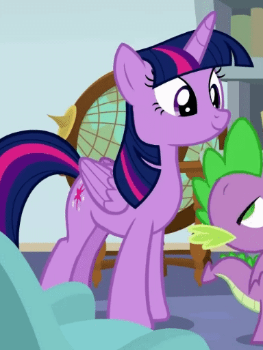 Size: 384x512 | Tagged: safe, screencap, character:spike, character:twilight sparkle, character:twilight sparkle (alicorn), species:alicorn, species:dragon, species:pony, episode:a horse shoe-in, g4, my little pony: friendship is magic, animated, cropped, cute, gif, globe, horses doing horse things, looking down, looking up, loop, perfect loop, school of friendship, starlight's office, twiabetes, waiting, winged spike