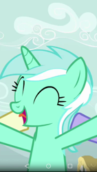 Size: 720x1280 | Tagged: safe, screencap, character:lyra heartstrings, episode:a friend in deed, g4, my little pony: friendship is magic, bipedal, cropped, cute, eyes closed, lyrabetes, offscreen character, open mouth, smile song, solo focus