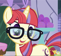 Size: 1007x940 | Tagged: safe, screencap, character:moondancer, species:pony, species:unicorn, episode:amending fences, g4, my little pony: friendship is magic, cropped, cute, dancerbetes, female, glasses, mare, open mouth, smiling, solo