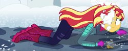 Size: 741x300 | Tagged: safe, screencap, character:sunset shimmer, equestria girls:holidays unwrapped, g4, my little pony:equestria girls, cropped, key, saving pinkie's pie, solo