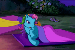 Size: 720x486 | Tagged: safe, screencap, character:minty, character:pinkie pie (g3), character:rainbow dash (g3), character:rarity (g3), character:spike (g3), species:dragon, species:earth pony, species:pony, species:unicorn, episode:the runaway rainbow, g3, animated, darling, female, male, mare, sound, webm