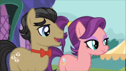 Size: 1280x720 | Tagged: safe, screencap, character:applejack, character:big mcintosh, character:filthy rich, character:spoiled rich, species:earth pony, species:pony, ship:spoilthy, episode:where the apple lies, g4, my little pony: friendship is magic, animated, female, grin, male, mare, shipping, smiling, sound, spoiled milk, stallion, straight, teenage applejack, teenage big macintosh, teenager, webm, younger
