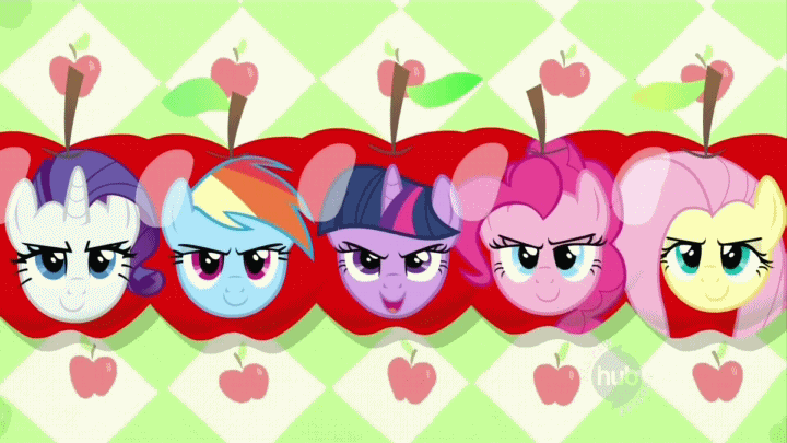 Size: 720x405 | Tagged: safe, screencap, character:fluttershy, character:pinkie pie, character:rainbow dash, character:rarity, character:twilight sparkle, species:earth pony, species:pegasus, species:pony, species:unicorn, episode:the super speedy cider squeezy 6000, g4, my little pony: friendship is magic, animated, apple, female, mare