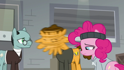 Size: 1920x1080 | Tagged: safe, screencap, character:cheese sandwich, character:pinkie pie, character:sans smirk, episode:the last laugh, g4, my little pony: friendship is magic, great moments in animation, smear frame