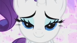 Size: 853x480 | Tagged: safe, screencap, character:rarity, species:pony, species:unicorn, episode:secret of my excess, g4, my little pony: friendship is magic, beautiful, bedroom eyes, bust, female, lidded eyes, love face, mare, out of context, portrait, seductive, smiling, solo