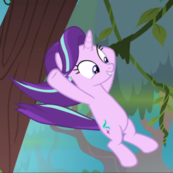 Size: 816x815 | Tagged: safe, screencap, character:starlight glimmer, species:pony, species:unicorn, episode:on the road to friendship, cropped, cute, falling, female, glimmerbetes, happy, mare, smiling, solo