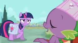 Size: 480x268 | Tagged: safe, screencap, character:spike, character:twilight sparkle, episode:just for sidekicks, g4, my little pony: friendship is magic