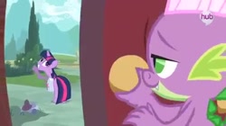 Size: 480x268 | Tagged: safe, screencap, character:spike, character:twilight sparkle, episode:just for sidekicks, g4, my little pony: friendship is magic