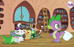 Size: 700x449 | Tagged: safe, screencap, character:gummy, character:opalescence, character:owlowiscious, character:spike, character:tank, character:winona, episode:just for sidekicks, g4, my little pony: friendship is magic