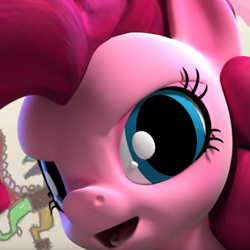 Size: 705x706 | Tagged: safe, official, screencap, character:pinkie pie, 3d, animation error, cropped, hello pinkie pie, youtube