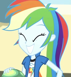 Size: 764x828 | Tagged: safe, screencap, character:rainbow dash, episode:pet project, eqg summertime shorts, g4, my little pony:equestria girls, cropped, cute, dashabetes, smiling, solo