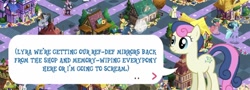 Size: 1014x366 | Tagged: safe, gameloft, screencap, character:bon bon, character:sweetie drops, species:earth pony, species:pony, all caps, game screencap, gameloft shenanigans, solo, text