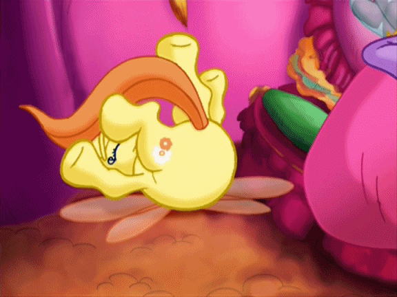 Size: 576x432 | Tagged: safe, screencap, character:zipzee, species:breezies, episode:the princess promenade, g3, animated, bed, female, gif, we don't normally wear clothes, yawn