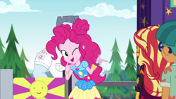 Size: 1920x1080 | Tagged: safe, screencap, character:pinkie pie, character:sunset shimmer, equestria girls:sunset's backstage pass, g4, my little pony:equestria girls, doodle bug, female, geode of sugar bombs, magical geodes, male, max steele