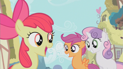Size: 853x480 | Tagged: safe, screencap, character:apple bloom, character:scootaloo, character:sweetie belle, species:earth pony, species:pegasus, species:pony, species:unicorn, episode:the cutie pox, g4, my little pony: friendship is magic, cutie mark crusaders, female, filly