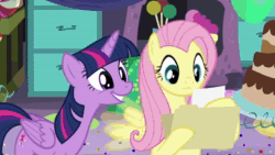 Size: 1920x1080 | Tagged: safe, screencap, character:berry punch, character:berryshine, character:fluttershy, character:twilight sparkle, character:twilight sparkle (alicorn), species:alicorn, species:earth pony, species:pegasus, species:pony, episode:party pooped, g4, my little pony: friendship is magic, :|, animated, duo, faec, file, nervous, party cave, phobia, sound, they're just so cheesy, walking backwards, wavy mouth, webm