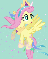 Size: 880x1080 | Tagged: safe, screencap, character:fluttershy, species:pegasus, species:pony, episode:testing testing 1-2-3, g4, my little pony: friendship is magic, cosplay, costume, cropped, fake horn, female, flying, mare, shylestia, solo