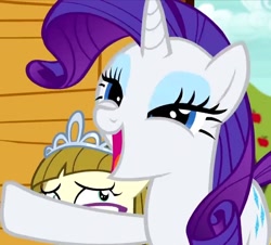 Size: 1044x942 | Tagged: safe, screencap, character:rarity, character:zipporwhill, species:pegasus, species:pony, species:unicorn, episode:forever filly, g4, my little pony: friendship is magic, cropped, cute, female, filly, funny, happy, mare, sweet apple acres