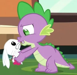 Size: 709x695 | Tagged: safe, screencap, character:angel bunny, character:spike, episode:just for sidekicks, g4, my little pony: friendship is magic